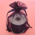 Flat Organza Gift Bag with 2 Satin Ribbon Navy Blue 10/PK